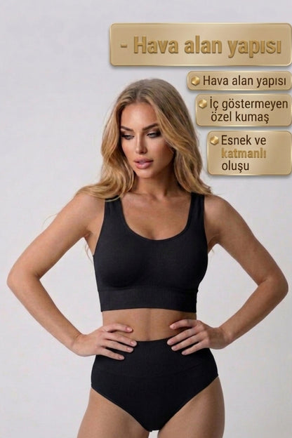 Kadın Toparlayıcı Büstiyer Korse Dikişsiz Pedli Kalın Askılı Destekleyici Spor Sütyen Rahat Kullanım