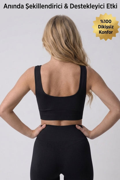 Kadın Toparlayıcı Büstiyer Korse Dikişsiz Pedli Kalın Askılı Destekleyici Spor Sütyen Rahat Kullanım