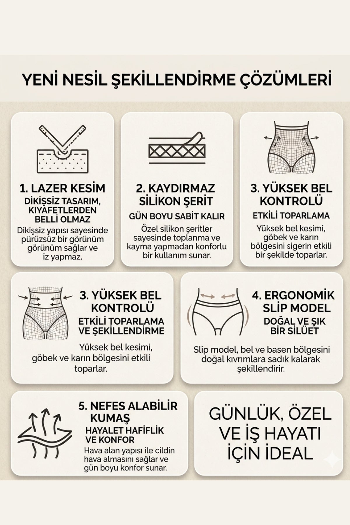 Yüksek Bel Slip Korse Dikişsiz Lazer Kesim İz Yapmaz Göbek Bel Basen Toparlayıcı Kadın