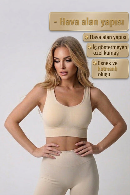 Kadın Toparlayıcı Büstiyer Korse Dikişsiz Pedli Kalın Askılı Destekleyici Spor Sütyen Rahat Kullanım