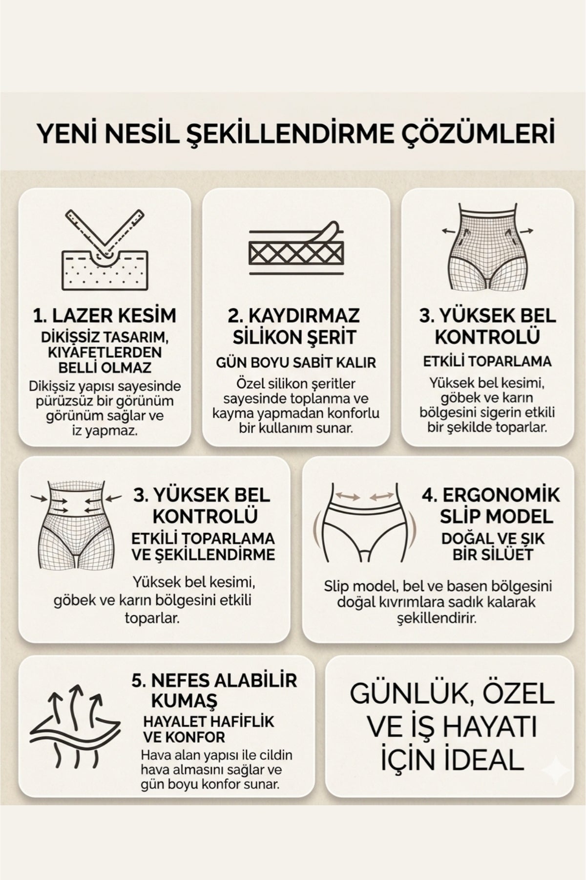 Yüksek Bel Slip Korse Dikişsiz Lazer Kesim İz Yapmaz Göbek Bel Basen Toparlayıcı Kadın