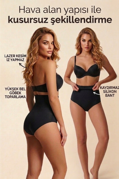 Yüksek Bel Slip Korse Dikişsiz Lazer Kesim İz Yapmaz Göbek Bel Basen Toparlayıcı Kadın